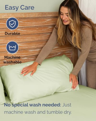 Image of Extra Deep Flex Top Split Head King Sheet Set - 6 Piece Breathable and Cooling Sheets - Hotel Luxury Bedding for Women, Men, Kids & Teens - Easy Secure Fit - Extra Deep Pockets - Light Sage Green