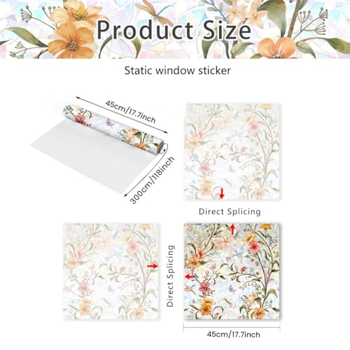 Película de privacidade para vitrais, adesivos estáticos não adesivos, película decorativa removível