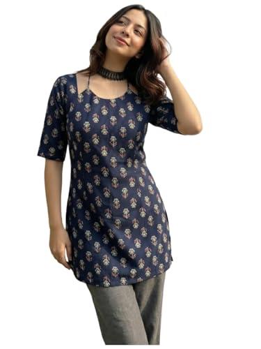 Image of ANNI Designer Cotton Short Kurti for Women | Stylish Kurti | Short Kurti Top | Casual Kurta for Women | Comfortable Cotton Kurtis for Womens