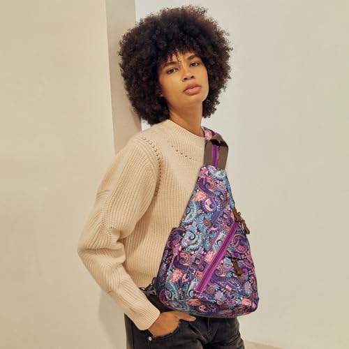 Image of KL928 Canvas Sling Bag - Small Crossbody Backpack Shoulder Casual Daypack Rucksack for Men Women