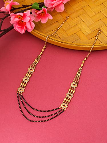 Mangal Sutra with Toned Red Crystal Studded Eye Beads