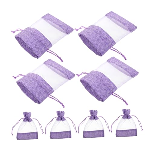 Bolsas de saco de malla con cordón lila 10 pcs miniatura 1
