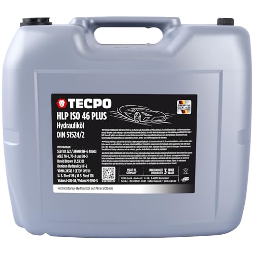 TECPO Hydrauliköl 20 Liter HLP 46 ISO VG Viskosität Hydraulikoel Hydraulikflüssigkeit Hydraulikfluid für Hochleitung Hochdruck