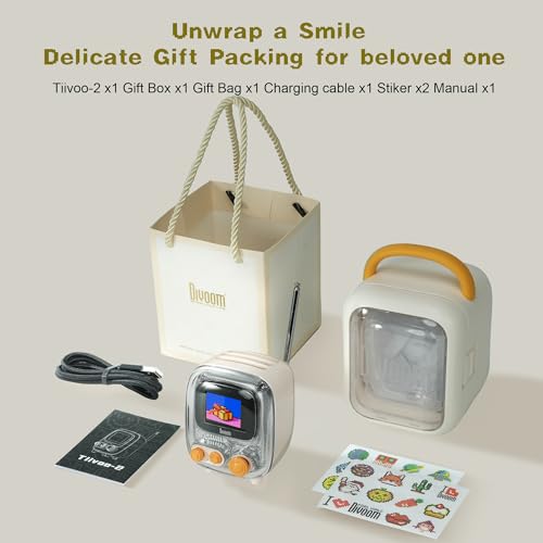 Divoom Tiivoo‑2 Pixel Art Bluetooth Speaker Gift with Alarm Clock, FM Radio, White Noise & Pixel Display for Home，Gaming Desk，Bedroom，Kitchen，Outdoor (Beige)