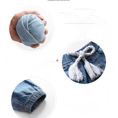 BILIKEYU Toddler Little Boys Casual Denim Pants Pull on Elastic Waist Lightweight Breathable Jeans with Pockets4