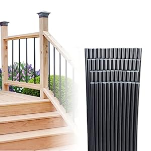 51Pack 32″ x 3/4″ Aluminum Deck Balusters Round Hollow Black Deck Railing Spindles Staircase Balusters Wood Composite Deck Porch Stairs Indoor Outdoor