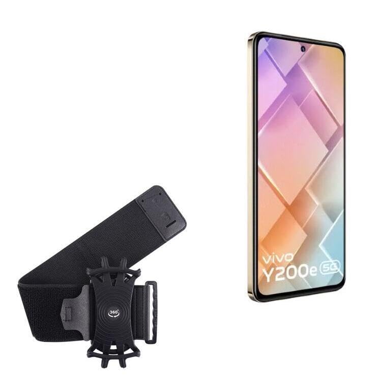 BoxWave Holster Compatible with vivo Y200e - ActiveStretch Sport Armband, Adjustable Armband for Workout and Running - Jet Black