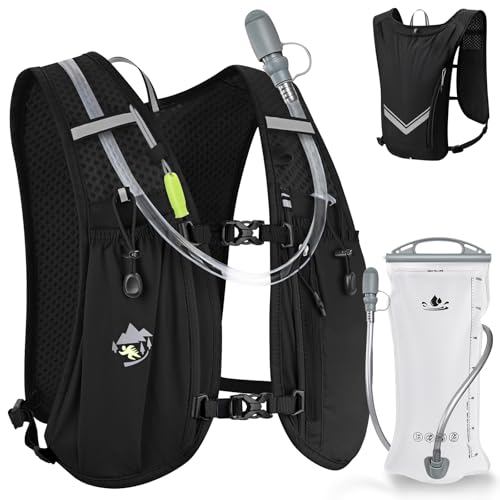 Charmofun Chaleco Hidratacion Trail Running, Mochila Hidratacion Hombre y Mujer con Bolsa Hidratación 2L, Mochila de Correr para Ligera para Trail, Ciclismo, Hacer Senderismo, Maratón