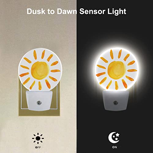 Image of EKOBLA Sunshine Night Light, Bright Sun Watercolor Night Lights Plug Into Wall with Dusk to Dawn Sensor, LED Nightlights for Bedroom, Bathroom, Gifts for Kids Teen Boys Girls Women