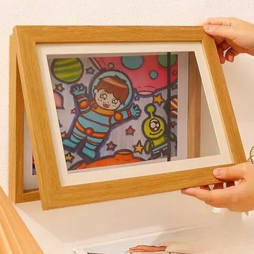 Çocuk Resim Sanat Çerçevesi, Mıknatıslı Kapaklı, Duvara Asılabilir, Etkinlik Sergileme, Katlanabilir, A4, Ahşap