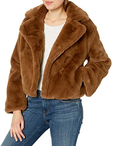 BB Dakota Junior's Big Time Plush Faux Fur Jacket, Bronze, Small