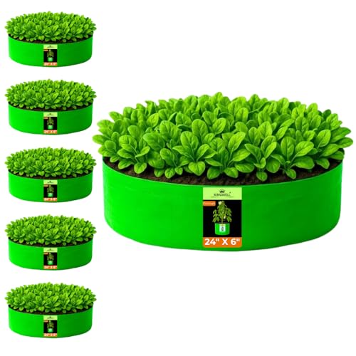 Image of Kingwell grow bags 24x6 inch pack of 6 Grow Bag For Terrace Garden Leafy Vegetable Plant Grow Bags Fruits Growing Containers For terrace Gardening