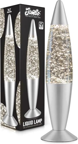 Jambo 16" Motion Lamp (Silver Star Glitter, 16") I Beautiful Liquid Lamp I Entertaining for Adults and Kids