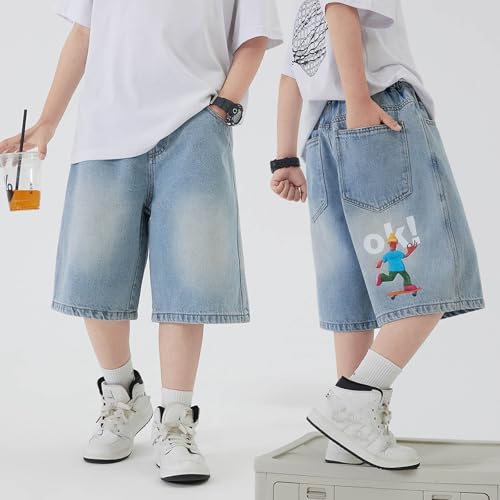 Short en jean pour garçon coupe ample décontractée style cargo ado - 3