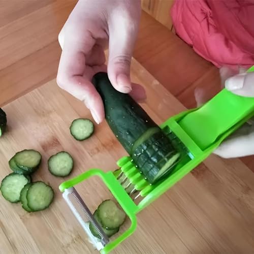 Image of Stainless Steel Julienne Vegetable Peeler Multi-Functional Fruit & Veggie Shredder Slicer and Grater for Potatoes, Carrots, Cucumbers (Peeler, 5-in-1 Tool)