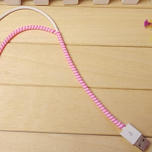 Image of Spiral Cable Protector- Cable Saver, Cord Organizer, Cable Wrap, Prevents Cable Fraying - Flexible Silicone Cable Protector for iPhone, Android, USB Cables, Earphone (Pink)