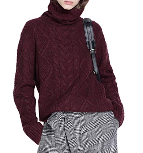 Image of Wool Sweaters Women's Turtleneck Pullover Female Loose Long Sleeve Tops Winter Thick Knitted Jumper