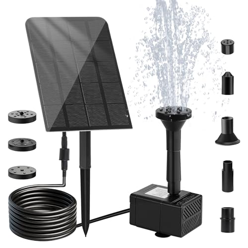 FYDGTPI Solar Water Fountain, 2.5 W Solar Bird Bath Fountains with 9.2FT Cable, 5 Nozzles, Outdoor DIY Solar Water Pump Kit for Garden, Ponds, Fish Tank