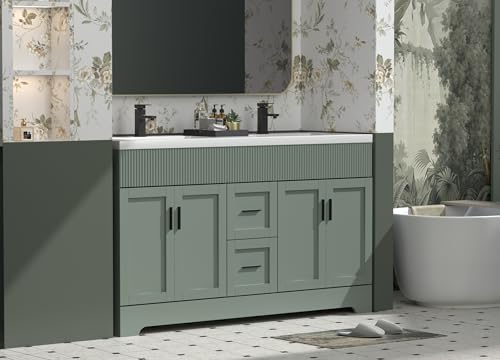 eclife 60' Bathroom Vanities Sink Combo with Painted Surface, Modern Drawered Cabinet W/Decorative...