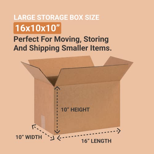 Image of BOX USA Shipping Boxes Medium 16 inchL x 10 inchW x 10 inchH 25-Pack - Corrugated Cardboard Box for Moving, Mailing, Packing, Packaging and Storage