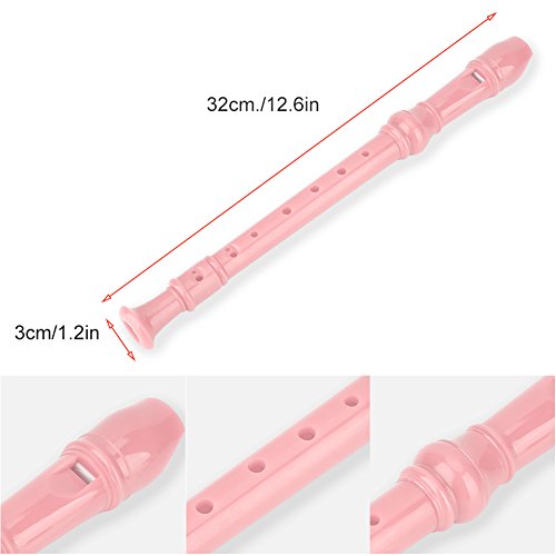 Plastic Recorder, 8 Holes High Pitch Soprano Flute Recorder Instruments Reed Pipe For Kids Beginners(Pink) #TOP3