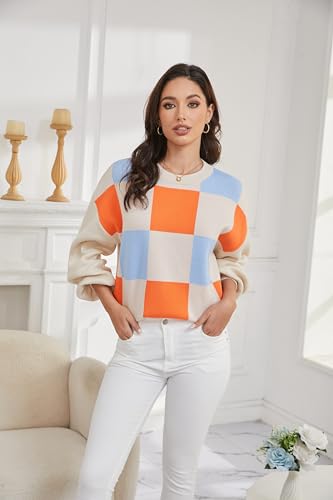 Image of LISILONG Women's 2024 Trendy Long Sleeve Ribbed Knit Sweater - Y2K Colorblock Fall Fashion Pullover Jumper