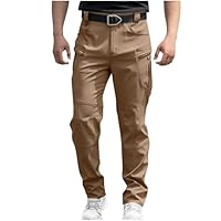 Cargo Tactical Pants for Men Stretch Ripstop Waterproof Pant Lightweight Outdoor Hiking Work Pants with Multi Pockets Khaki
