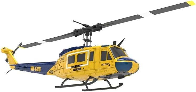 Helidirect RC ERA C032 Huey UH1 6CH Gyro Stabilized RC Aircraft with Altitude Hold & Optical Sensor, 3D RC Helicopter RTF for Beginners, Adults Upgraded Transmitter (Yellow W/o Weapons (ERA-C032-Y))