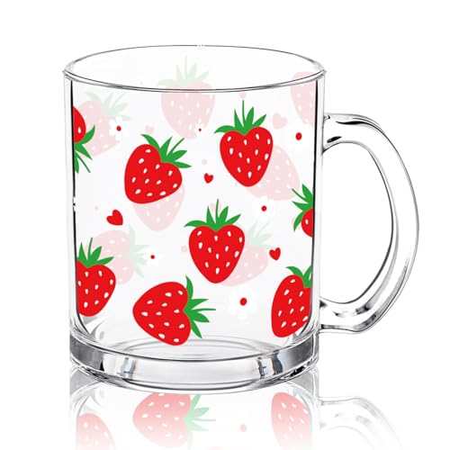 Taza de vidrio con diseño de fresa 12 oz miniatura 1