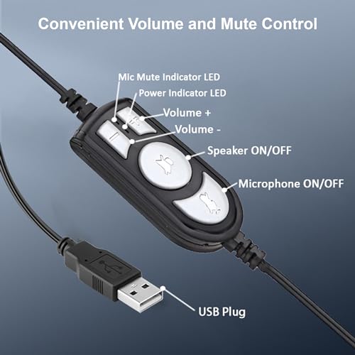 BigPassport USB Headphone with mic, Wired Over Ear Computer Laptop Headphones for Skype, Zoom Online Classes, Office & Call Centre Model- Pro-Tech... - Image 6