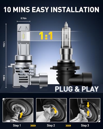 Image of AUXITO 9006 /HB4 LED Bulb, 60W Per Set, Plug N Play, Long Lifespan, 99% Compatibility, 2PCS
