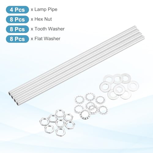 Image of MECCANIXITY 28Pcs 14.2 inch Lamp Pipe Kit with Nuts Washers 1 /8IP Thread Fasteners Assortment for Chandelier Ceiling Light Repair Assembly DIY Hardware