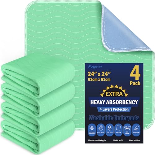 Photo 1 of 4 Pack 24” x 24” Extra Heavy Absorbency Washable Underpads