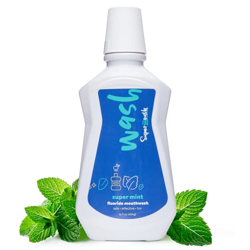 SuperMouth® Fluoride Mouthwash – Fluoride + Nano-Hydroxyapatite, Vitamins D3 & K2, Prebiotics, Alkaline pH 8.5, Alcohol-Free, Strengthens Enamel, Freshens Breath, Safe Clean Ingredients, Tasty Flavors