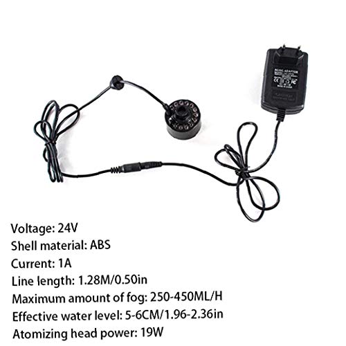 Yililay Mistfabrikant Pond Herr Brunnen Atomizer Aquarium Fogger luchtbevochtiger met 12 leds voor binnen en buiten, 20 mm, zwart - Image 7