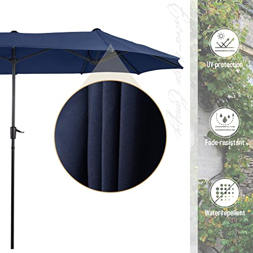 Sophia & William 7 Pieces Patio Dining Furniture With 13 Ft Navy Double-Sided Twin Umbrella, Outdoor Rattan Chairs & Metal Table Set With Cushions And 1.57 Inch Umbrella Hole For Backyard Porch Poolside thumb #7