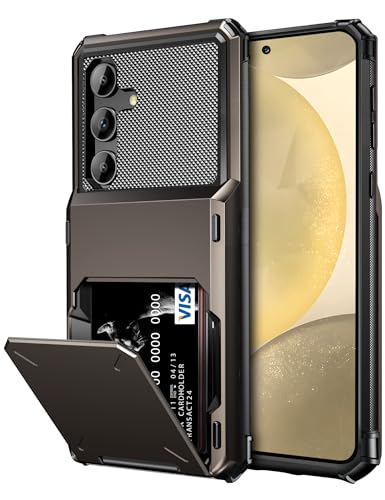 Vofolen for Samsung Galaxy S24 Wallet Case with Card Holder 4-Card Dual Layer Heavy Duty Shockproof Wallet Case Hidden Flip Card Slot Large Storage Protective Case for Galaxy S24 6.2 Gun Metal