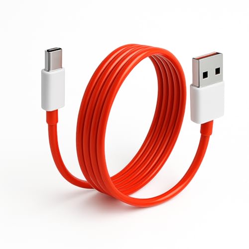 Image of Original Oneplus 65W Supervooc Charging Adapter with USB 3.3 Ft Red Cable for Oneplus 15,15R,13,13R,13S,12,12r,11,11r,10 pro,Nord 5,4,3,Ce5,Ce2 Lite, Nord Ce4 | Support 65 W All Type C to USB C Mobile