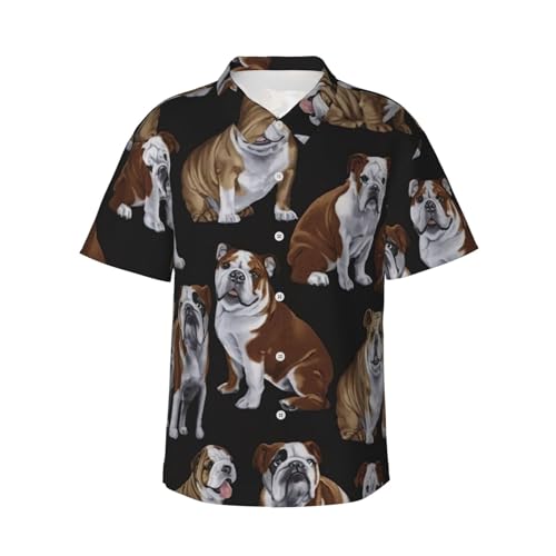 Chemise hawaïenne bouledogue anglais homme décontractée pour l'été