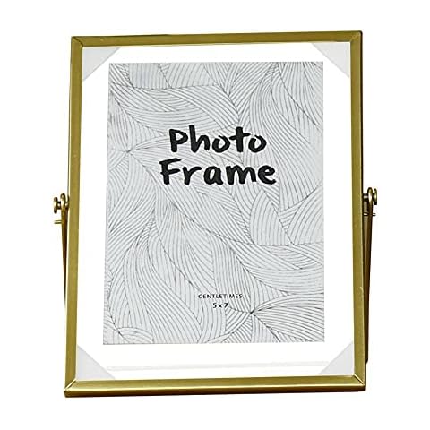 Hanyzcin Picture Frame, 1 Pc Geometric Metal Glass Photo Frame Floating Poster Frame Sheet - 22.5 * 17.5 * 9cm, Gold (7 inches) Cover