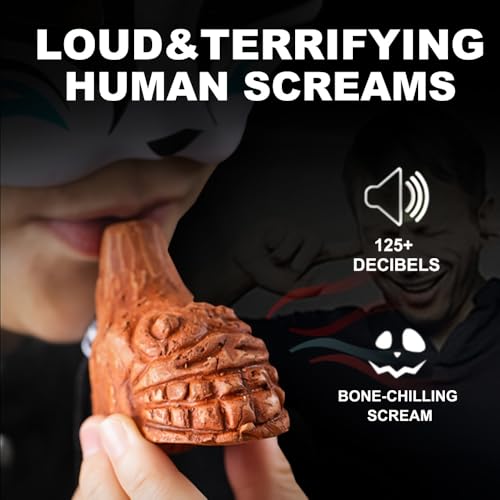 Aztec Death Whistle, Up To125+ Decibels Loud Real Screaming Aztec Death Whistle Loudest Authentic Human Authentic Human Ehecachichtli Sounding Screams War Whistle (Ceramic)