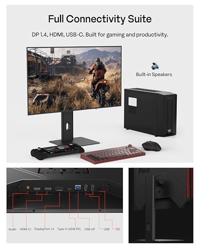 Image of Pixio 27 inch WOLED Gaming Monitor, QHD 1440p, 240Hz, 0.03ms, DisplayHDR True Black 400, Adaptive Sync, KVM Switch, Fully Adjustable Stand, HDMI 2.1, DisplayPort, USB-C, RGB Light, PX277 OLED Max V2