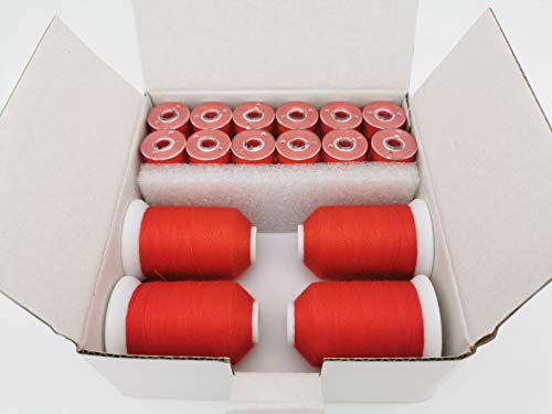 Combo de costura DOUBLELIN Size L Rojo 36 bobinas + 4 conos miniatura 3