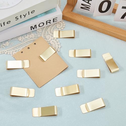 CRASPIRE 10Pcs Golden Money Clip Stainless Steel Cash Holder Rectangle Slim Metal Credit Business Card Wallet Clips Bulk Minimalist Front Pocket Office Desk Small Organizers for Men Women Friend Gifts3