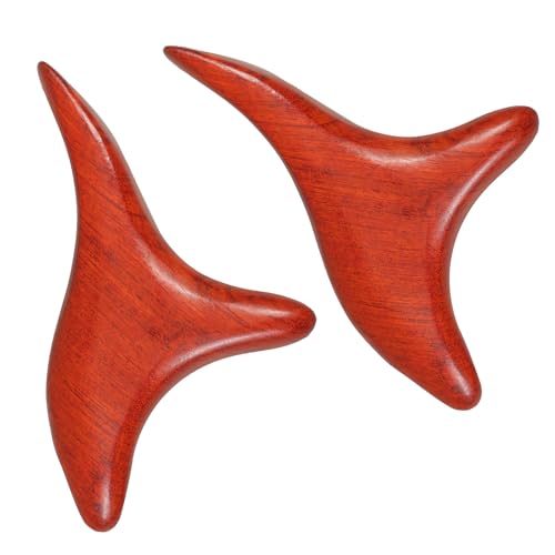 EXAOMBLE Masajeador de Madera 2 Piezas Palo de Masaje Rojo Claro para Puntos Gatillo y Acupuntura, Herramienta Corporal Ligera para Cuello, Espalda, Brazos y Viaje
