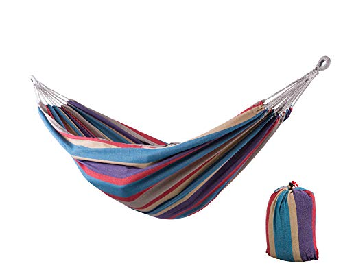 SUNCREAT 12ft Double Brazilian Wide Hammock Cotton Fabric Travel Camping Hammock with 2