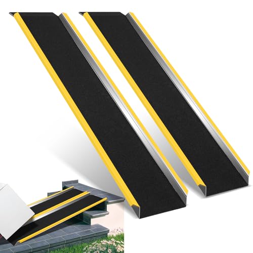 Sonnewelt Lot de 2 rampes de chargement antidérapantes en aluminium jusqu'à 600 kg - Rampe de chargement adaptée pour moto, tondeuse à gazon, remorque, tracteur de jardin - Rampe de seuil de porte 118