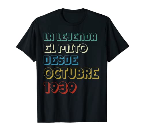 83 Años Cumpleaños Octubre 1939 Hombre Mujer Octubre Camiseta