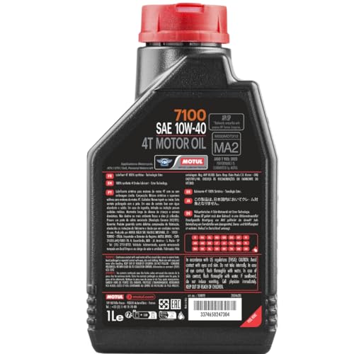 Motul 7100 4T Fully Synthetic Petrol Engine Oil for Bikes, 10W-40 - 1L