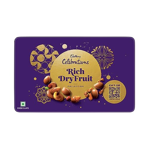 Image of Cadbury Celebrations Rich Dry Fruit Collection Chocolate Gift Box, 177 g & Happilo Premium California Roasted & Salted Pistachios 200 g